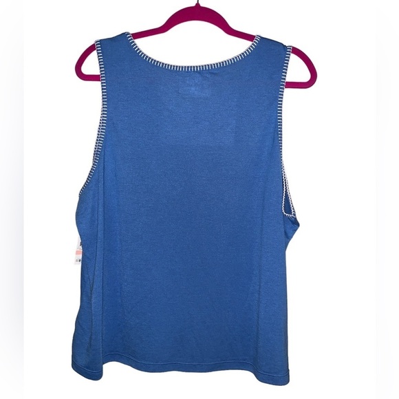 NWT Jenni intimates plus size 2X blue white stitch sleeveless top - Picture 7 of 7